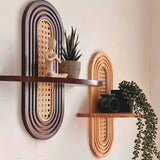 Solara Woven Rattan Wall Shelf – Handmade Boho Storage Display | Natural Wooden Wall Décor