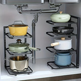 StackForge Adjustable Pan Organiser – Multi-Tier Cookware Storage Rack | Space-Saving Kitchen Holder