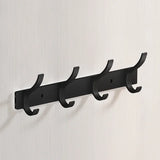 Novalith Luxe BlackHook Aluminium Wall Hook Rail – Multi-Hook Coat & Towel Organiser in Matte Black | Heavy-Duty Wall-Mounted Storage for Bathroom, Kitchen & Hallway