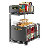 FlexCore Under-Sink Storage System – 2-Tier Pull-Out Cabinet Organiser | Adjustable Carbon Steel Sliding Rack