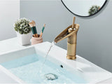 Beaumont Cascade Basin Mixer Tap – Antique Brass Waterfall Faucet | Vintage Single Lever Bathroom Tap