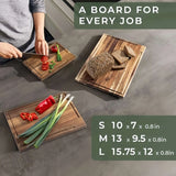TimberCraft Acacia Wood Cutting Board Set – Solid Wood Cutting Boards | Knife-Friendly Surface | Kitchen Prep Boards with Storage Stand