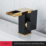 CascadeFlow LuxePlate Waterfall Bathroom Faucet – 2-Hole Single Handle Sink Mixer with Deck Plate & Supply Lines