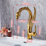 Aurelia Swan Waterfall Basin Mixer – Luxury Gold Brass Bathroom Faucet | Elegant Single Lever Sink Tap