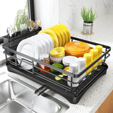 AquaDrain Pro Dish Rack – Large Rustproof Kitchen Drying Station | Fast-Flow Drainboard & Utensil Organiser