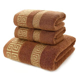 WinterLuxe Embroidered Cotton Towel Set – 3-Piece Jacquard Bathroom Collection | Soft Absorbent Luxury Towels