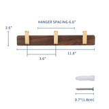 Novalith WalnutHook 3-Hook Wall-Mounted Rack – Premium Wood & Zinc Alloy Towel and Coat Organiser | Modern Minimalist Bathroom & Home Storage Hooks