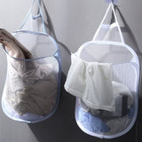 Eloria FlexiStore Foldable Hanging Laundry Basket – Breathable Cotton Mesh Clothes Organiser | Space-Saving Door & Wall-Mounted Laundry Storage Bag