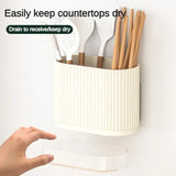 DryNest Kitchen Cutlery Organiser – Wall-Mount Utensil Holder with Drainage | No-Drill Storage Rack