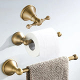 CopperVale Vintage Bathroom Hardware Set – Antique Brass Wall-Mounted 3-Piece Bathroom Accessory Collection