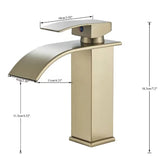 GoldenVista Waterfall Bathroom Faucet – Brushed Gold Basin Mixer Tap | Single Handle Sink Faucet | Modern Deck-Mounted Vanity Faucet