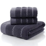 WinterLuxe Embroidered Cotton Towel Set – 3-Piece Jacquard Bathroom Collection | Soft Absorbent Luxury Towels