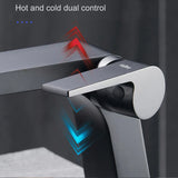 ShadowStream LuxeFall Basin Mixer – Gun Grey Waterfall Bathroom Faucet | Luxury Solid Brass Vanity Tap