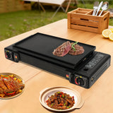 CampChef Duo 2-Burner Camping Stove – 2.5kW Butane/LPG Gas Cooker | Piezo Ignition | Griddle Tray & Carry Case