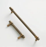 Belmont Knurled Brass T-Bar Handle – Art Deco Industrial Cabinet Pull | Vintage Luxury Furniture Hardware