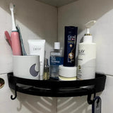 NoirVault Adhesive Shower Shelf Set – Drill-Free Bathroom Storage Organiser | Waterproof Wall Caddy System
