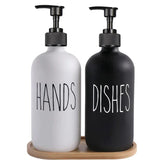 Veloura Matte Black Soap Dispenser Set – 500ml Refillable Pump Bottles for Kitchen & Bathroom | Modern Minimalist Countertop Storage