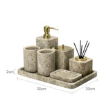 Valdore Emperador Marble Bathroom Accessories Set – 7-Piece Natural Stone Luxury Collection | Spa-Inspired Bathroom Décor