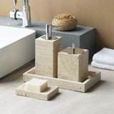 Bellaverto Beige Travertine Bathroom Accessory Set – Natural Stone Spa Collection | Luxury Marble Bathroom Décor