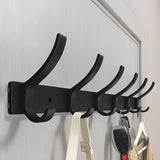 Novalith Luxe BlackHook Aluminium Wall Hook Rail – Multi-Hook Coat & Towel Organiser in Matte Black | Heavy-Duty Wall-Mounted Storage for Bathroom, Kitchen & Hallway