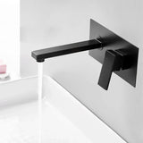 Obsidian Edge Wall Mixer Tap – Matte Black Brass Basin Faucet | Luxury Square Bathroom Mixer