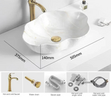 MarbleLuxe Ovalis Vessel Sink – Marble Pattern Ceramic Countertop Basin