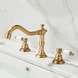 HeritageFlow Waterfall Basin Tap – Antique Brass 3-Hole Bathroom Faucet | Classic Dual-Handle Mixer