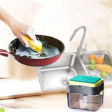CleanPress Soap Dispenser Station – 2-in-1 Kitchen Sponge Holder | Push-Top Sink Organiser