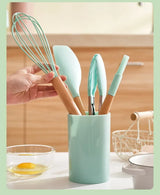 MaisonChef Silicone Utensil Set – 12-Piece Wooden Handle Cooking Tools | Heat-Resistant Kitchen Essentials