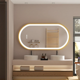 Aurelia Glow Oval LED Mirror – Gold Framed Anti-Fog Bathroom Mirror | Dimmable Luxury Vanity Lighting