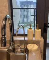 Ravellia Travertine Bathroom Accessories Set – Natural Stone Luxury Vanity Collection | Spa-Inspired Bathroom Décor