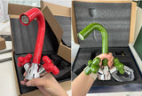 LuxeFlow Dual-Handle Brass Basin Mixer Tap – Rotatable Spout Bathroom Faucet with Ceramic Cartridge | Chrome Finish Luxury Sink Tap (Red & Green Accent Design)
