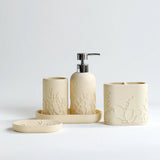 EleganceLine Luxury Resin Bathroom Accessory Set – 5-Piece Engraved Countertop Collection | Modern Classic Bathroom Décor