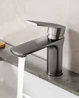 PureLine Basin Mixer Tap – Contemporary Stainless Steel Bathroom Faucet | Single Lever Hot & Cold Control