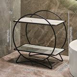 Bellavue Marble Vanity Organiser – Luxury 2-Tier Cosmetic Storage Stand | Gold & Black Bathroom Display Shelf