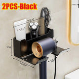 AeroNest Wall-Mount Hair Dryer Organiser – No-Drill Bathroom Storage Holder | Dual-Tier Design with Cable Management