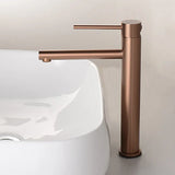 Veloura Tall Basin Mixer – Brushed Rose Gold Bathroom Faucet | Modern Hot & Cold Sink Tap