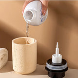 SatoriStone Foaming Soap Dispenser – Travertine-Effect Japandi Pump Bottle | Minimalist Bathroom Accessory