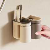 PureNest AquaDock Toothbrush Holder Set – Wall-Mounted Toothbrush & Cup Organiser with No-Drill Installation