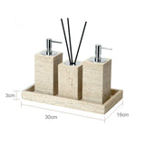 Bellaverto Beige Travertine Bathroom Accessory Set – Natural Stone Spa Collection | Luxury Marble Bathroom Décor