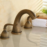 Kingswell Manor Basin Mixer – Antique Brass Widespread Bathroom Tap | Classic Dual Handle Vanity Faucet