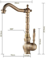 BronzoClassica HeritageFlow Mixer – Vintage Antique Brass Faucet | 360° Swivel Kitchen & Bathroom Tap