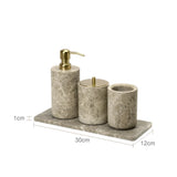 Valdore Emperador Marble Bathroom Accessories Set – 7-Piece Natural Stone Luxury Collection | Spa-Inspired Bathroom Décor