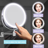 AuraVue LuxeBeam LED Vanity Mirror – Rechargeable Wall-Mounted Makeup Mirror with 1X/10X Magnification & Adjustable Lighting