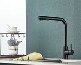 Vantique NoirFlex Pull-Out Kitchen Tap – Matte Black Stainless Steel Mixer with Dual Spray & 360° Swivel