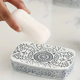BohoCharm Handcrafted Ceramic Bathroom Accessory Set – 4-Piece Vintage Bohemian Collection | Artistic Bathroom Décor