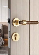 Ardenvale Walnut Door Handle Set – Quiet Interior Lock System | Vintage Wooden Lever Door Hardware