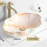 MarbleLuxe Ovalis Vessel Sink – Marble Pattern Ceramic Countertop Basin