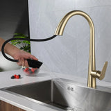 LustraGold Kitchen Faucet – Brushed Gold Sink Mixer | Hot and Cold Water Control | Modern Faucet with Ceramic Cartridge