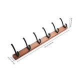 Novalith SARIHOSY Black Wooden Wall Hook Rack – 5-Hook Modern Coat & Towel Organiser | Wall-Mounted Storage for Bathroom, Kitchen & Hallway